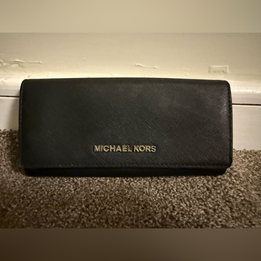 Michael Kors Black and Gold Snap Wallet